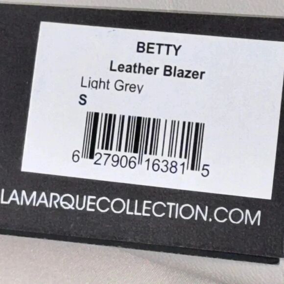 NWT women’s Lamarque X REVOLVE Betty Grey lamb Leather Blazer in Grey SZ small - Picture 9 of 12